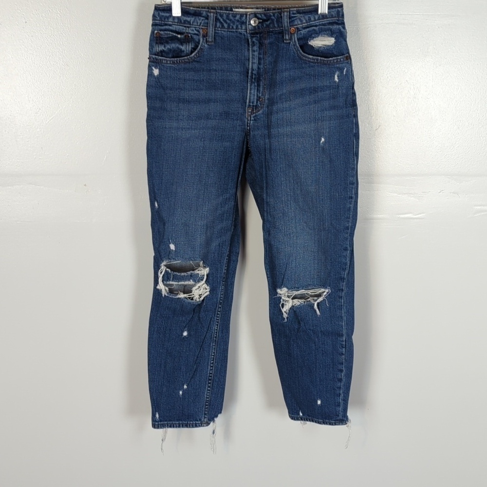 Abercrombie & Fitch Distressed Curve Love The Mom High Rise Jeans